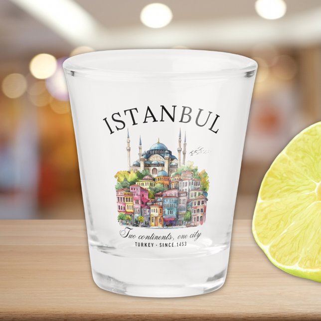 Istanbul Turkey Watercolor art city  Shot Glass (Creator Uploaded)