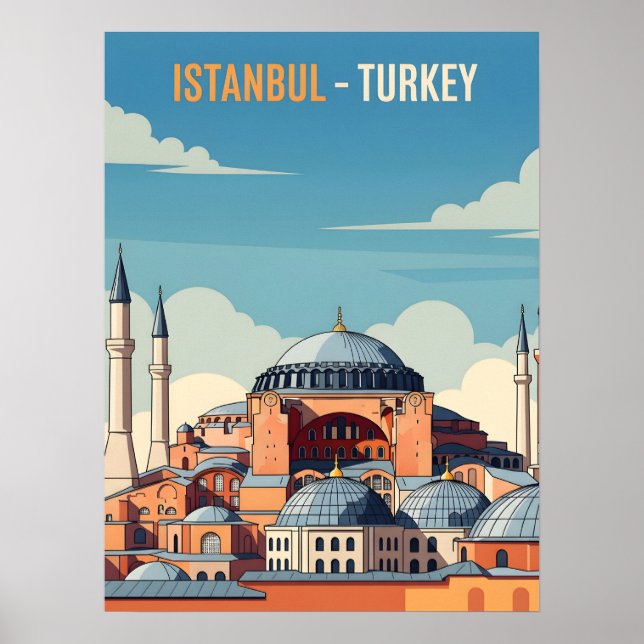Istanbul Turkey with hagia Sophia and minarets Poster (Front)