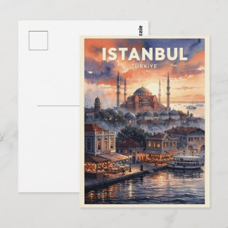 Istanbul Türkiye Vintage Travel Postcard