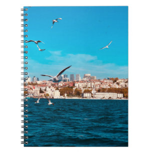 Istanbul view with seagulls on a warm sunny day, B Notebook