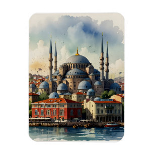 Istanbul watercolor art magnet