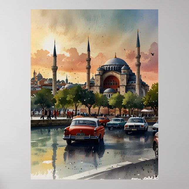 Istanbul watercolor art poster (Front)
