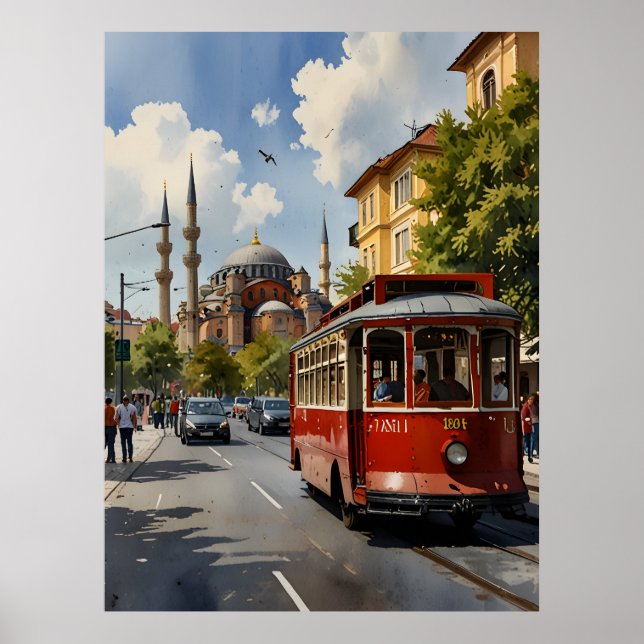 Istanbul watercolor art poster (Front)