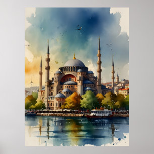 Istanbul watercolor art poster