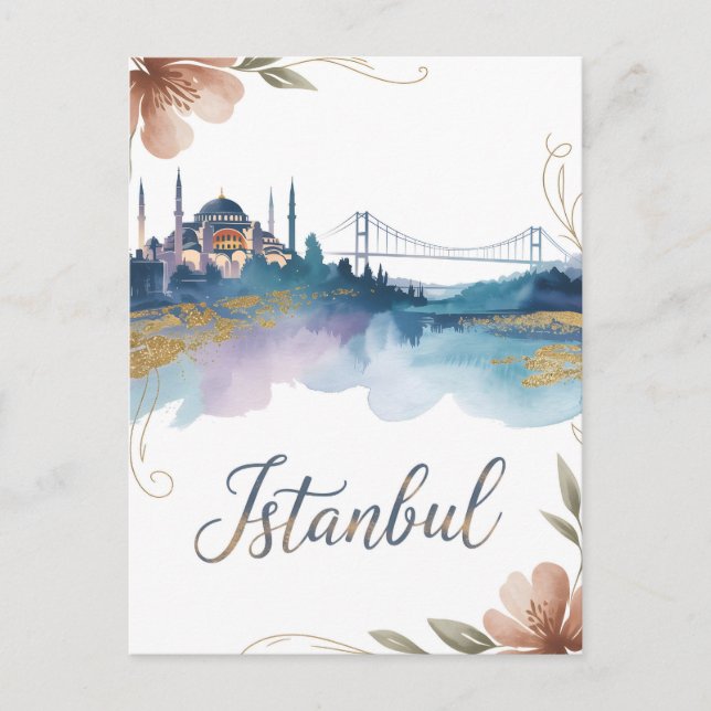 Istanbul watercolor postcard (Front)