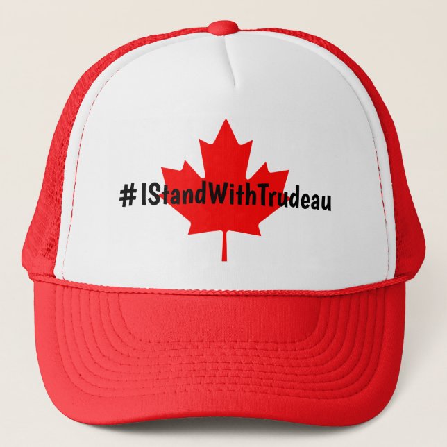 #IStandWithTrudeau Hashtag Trudeau Liberals Canada Trucker Hat (Front)