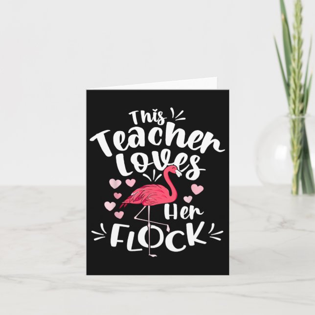 Istant Principal Loves Her Flock Flamingo Teacher  Card (Front)