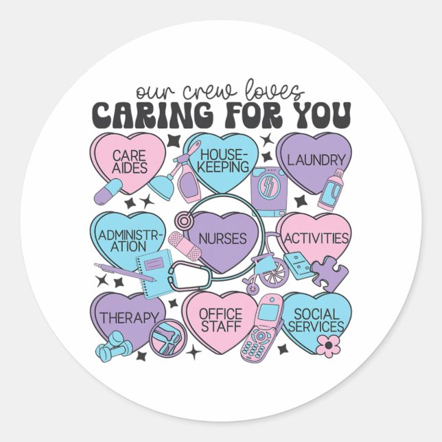 Isted Living Facility Staff Valentine Nurse Heat C Classic Round Sticker (Front)