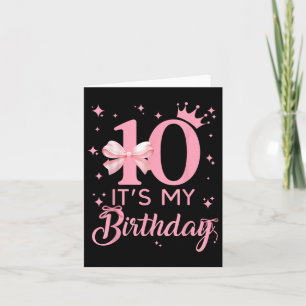 It's My 10th Birthday Aesthetic Pink Bow Coque Card