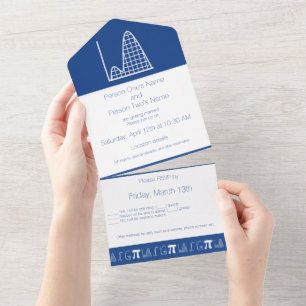 It Adds Up in Blue All In One Invitation