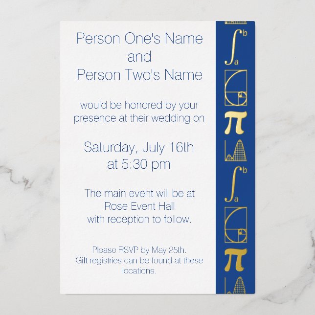 It Adds Up in Blue Foil Invitation (Front)