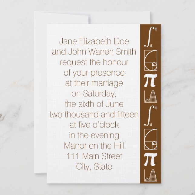 It Adds Up in Chocolate Wedding Invitation (Front)
