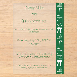 It Adds Up in Green Acrylic Wedding Invitations