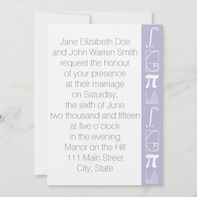 It Adds Up in Lavender Wedding Invitation (Front)