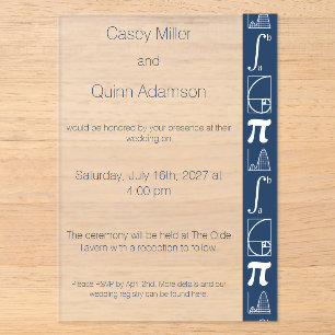 It Adds Up in Navy Acrylic Wedding Invitations