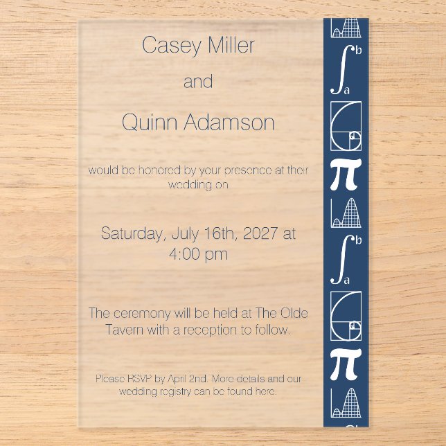 It Adds Up in Navy Acrylic Wedding  Invitations (Front)