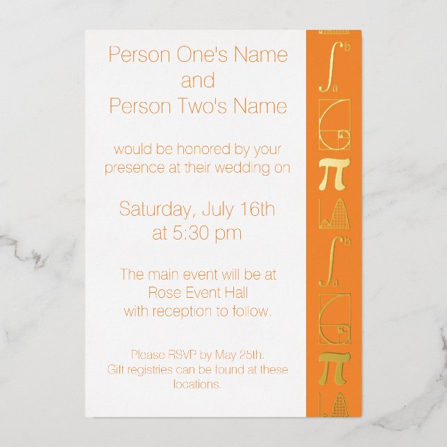 It Adds Up in Orange Foil Invitation (Front)