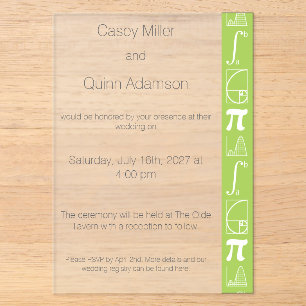 It Adds Up in Peridot Acrylic Wedding Invitations