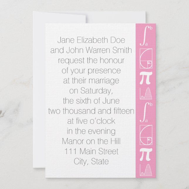 It Adds Up in Petal Pink Wedding Invitation (Front)