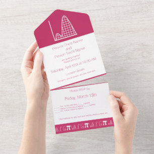 It Adds Up in Raspberry All In One Invitation