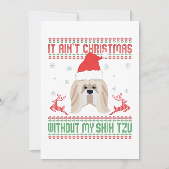 It Ain't Christmas Without My Shih Tzu Dog Lovers Thank You Card (Front)