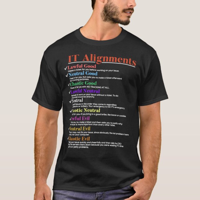 It alignments - lawful good neutral good chaotic g T-Shirt (Front)