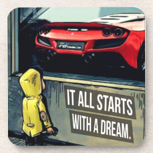 It All Starts With A Dream Motivational Quote Coaster
