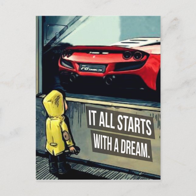 It All Starts With A Dream Motivational Quote Postcard (Front)