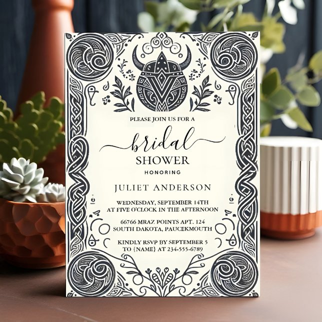 It Celtic Nordic Fun Mediaeval Scroll Bridal Showe Invitation (Creator Uploaded)