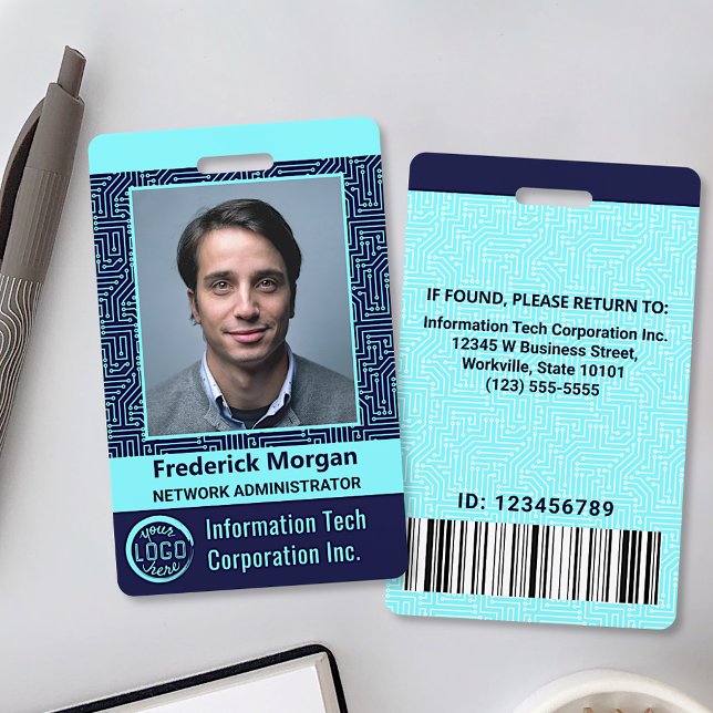 IT Computer Custom Employee Photo Bar Code Logo ID Badge (Creator Uploaded)