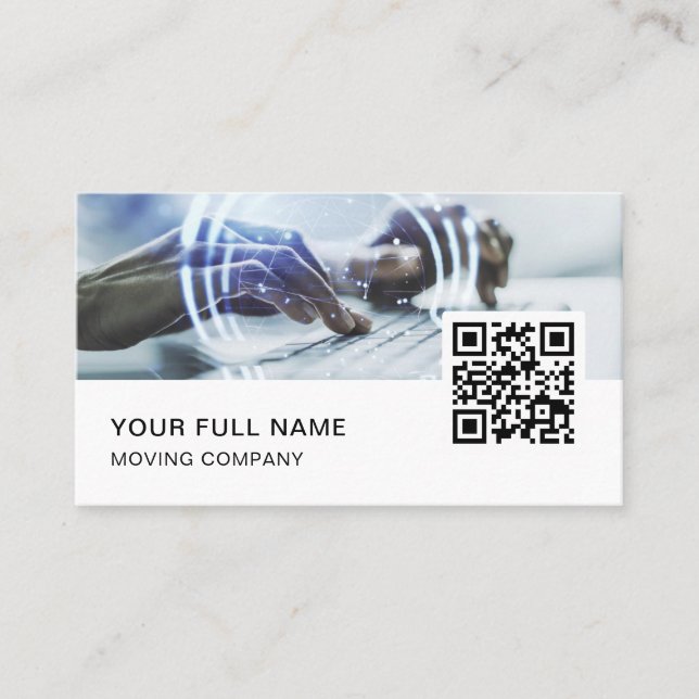 IT Consultant QR Code Logo Social Media Business Card (Front)