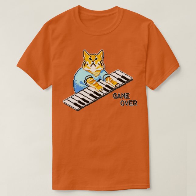 It Crowd Roys Piano Cat Design Available On A Wide T-Shirt (Design Front)