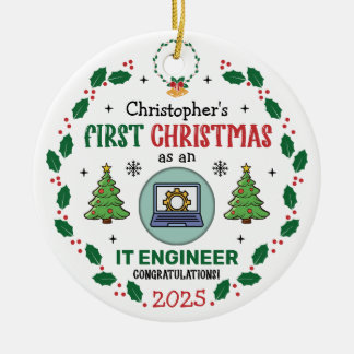 IT Engineer First Christmas Personalised Ceramic Tree Decoration