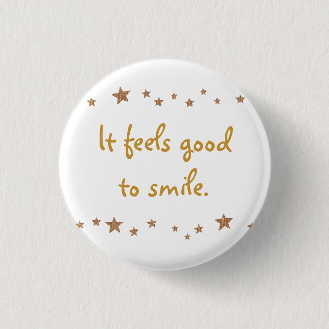 It feels good to smile, gold stars border buttons (Front)