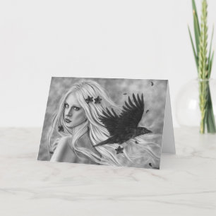 It Flies Crow Girl Greeting Card