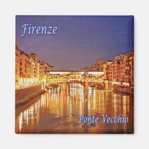 IT Florence Old Bridge Ponte Vecchio - by Night Magnet