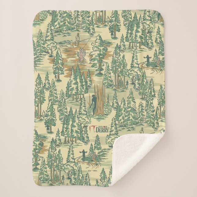 IT Forest Fishing Pattern Sherpa Blanket (Front)