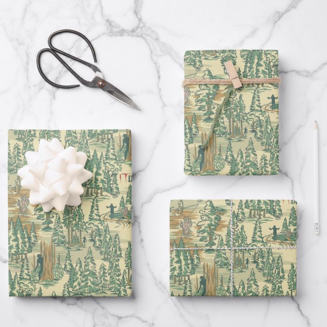 IT Forest Fishing Pattern Wrapping Paper Sheet (Front)