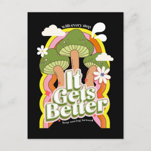 It Gets Better Good Vibes & Retro Groovy Feels Holiday Postcard