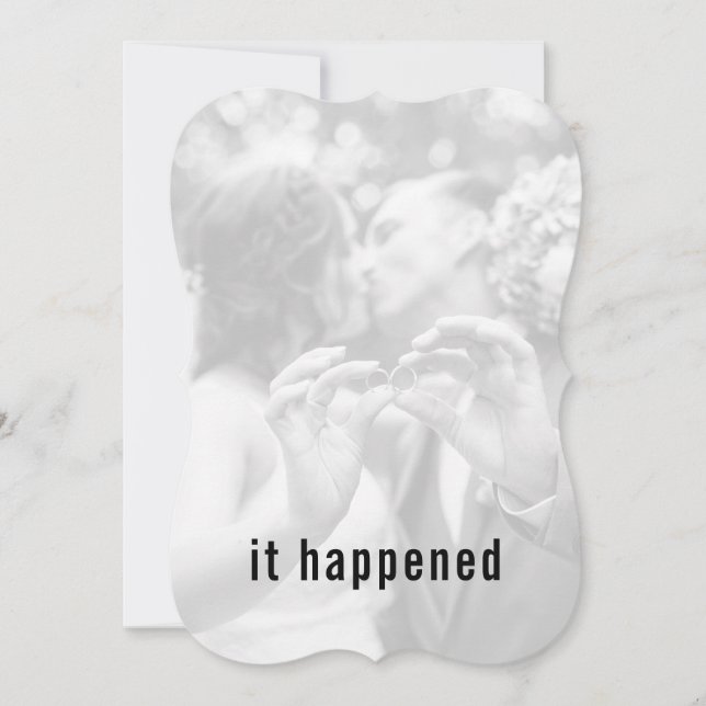 It Happened Minimal Photo Just Married Reception Invitation (Front)