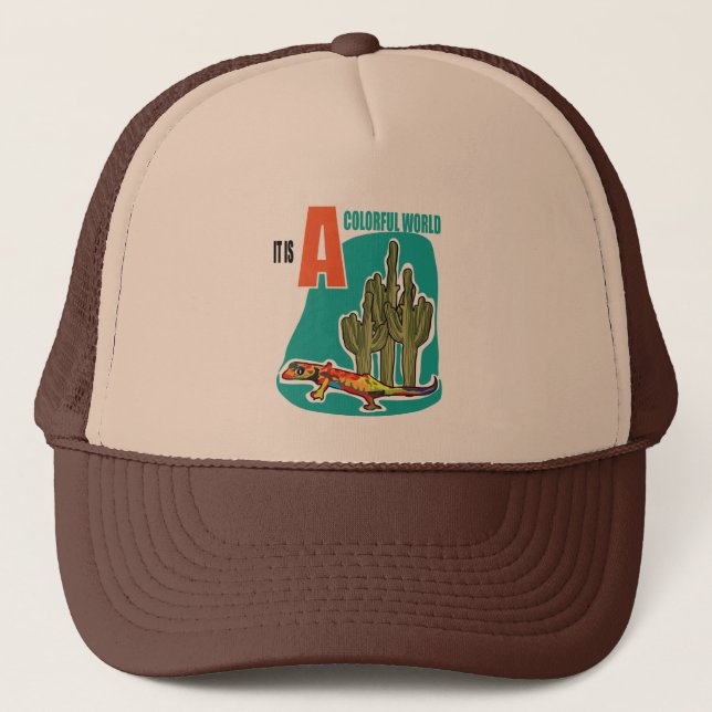 It is a colourful world trucker hat (Front)