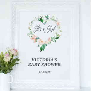 It is a Girl Peach Baby Shower Poster