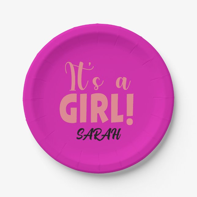It is a girl Sarah Paper Plate (Front)