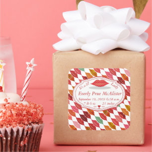 It is a Lil' Lady Hipster Vintage Retro Baby Girl Square Sticker