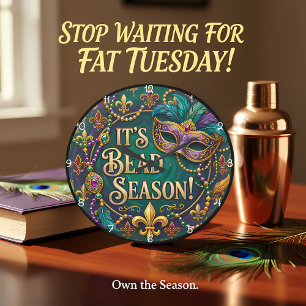 It Is Bead Season Mardi Gras Large Clock