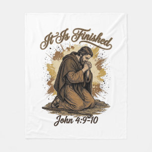 It Is Finished Bible Verse Vintage Christian Shirt Fleece Blanket