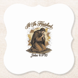 It Is Finished Bible Verse Vintage Christian Shirt Paper Coaster