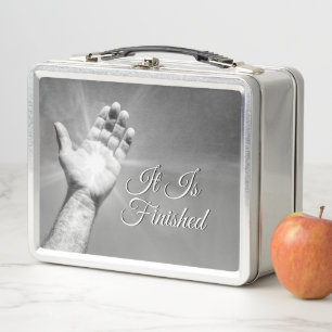 It Is Finished Grayscale Metal Lunch Box