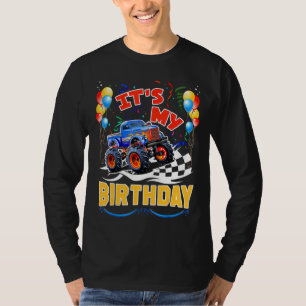 It Is My Birthday Boy Monster Truck Car Party Day  T-Shirt