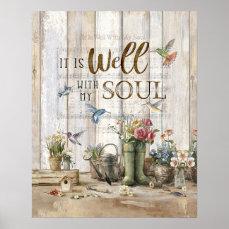 It Is Well Gardening Hummingbird Poster